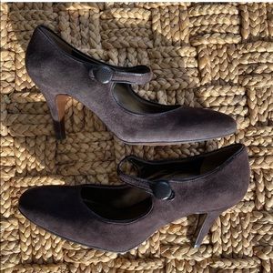 LOFT Brianna Mary Jane Brown Suede Heels Size 7.5